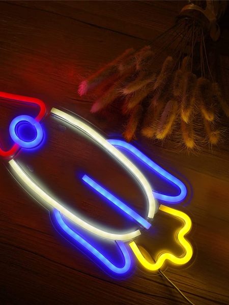 Rocket Shaped Neon Wall Light - ( Multicolor )
