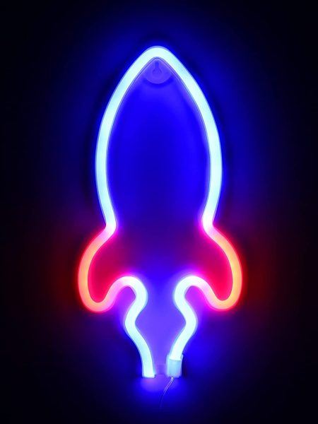 Rocket Sign LED Neon Wall Light ( Blue & Red )