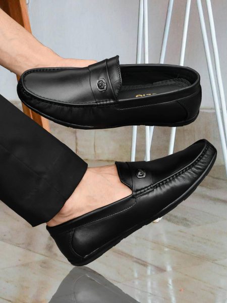 VATELIO Premium Leather Loafers Shoes Black Men's Slip-on Shoes