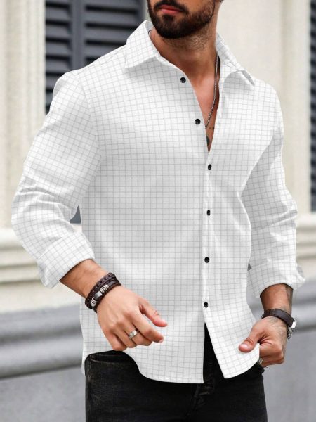 VELLOSTA Poly Cotton Regular Fit Checks Full Sleeves Men's Casual Shirt - White ( Pack of 1 )