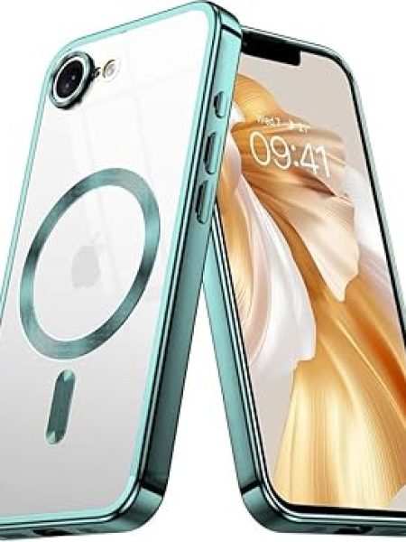 VONZEE® Electroplating Transparent Clear Logo Back Cover TPU Compatible with iPhone 17e/ iPhone 16e Case, Compatible with Magsafe, Full Body & Camera Protection for Each Lens...