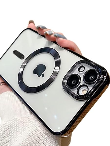 VONZEE Electroplating Transparent Clear Logo Back Cover TPU Compatible with iPhone 13 Case, Compatible with Magsafe, Full Body & Individual Camera Protection for Each Lens for...