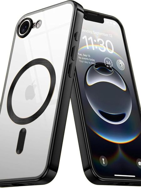 VONZEE® Electroplating Transparent Clear Logo Back Cover TPU Compatible with iPhone 17e/ iPhone 16e Case, Compatible with Magsafe, Full Body & Camera Protection for Each Lens...